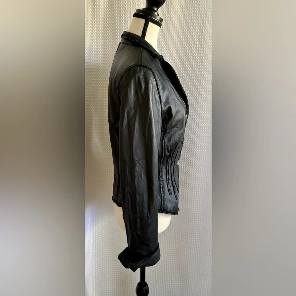 DANIER Y2K black leather Jacket size XS - Picture 11 of 15